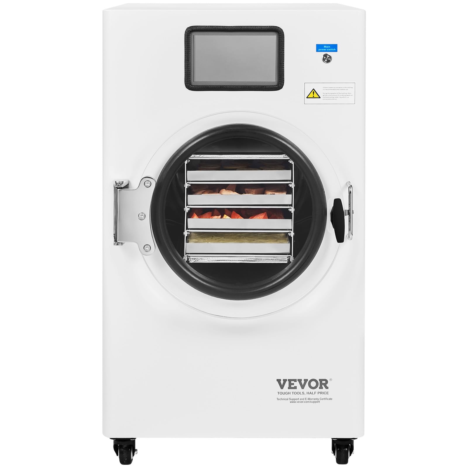 VEVOR Gefriertrockner Gefriertrocknungsmaschine Trocknungsausrüstung (4–6 kg Kapazität) für Lebensmittel mit 4-lagigen Tabletts & einstellbarer Temperatur und Zeit, für Früchte Obst Weiß