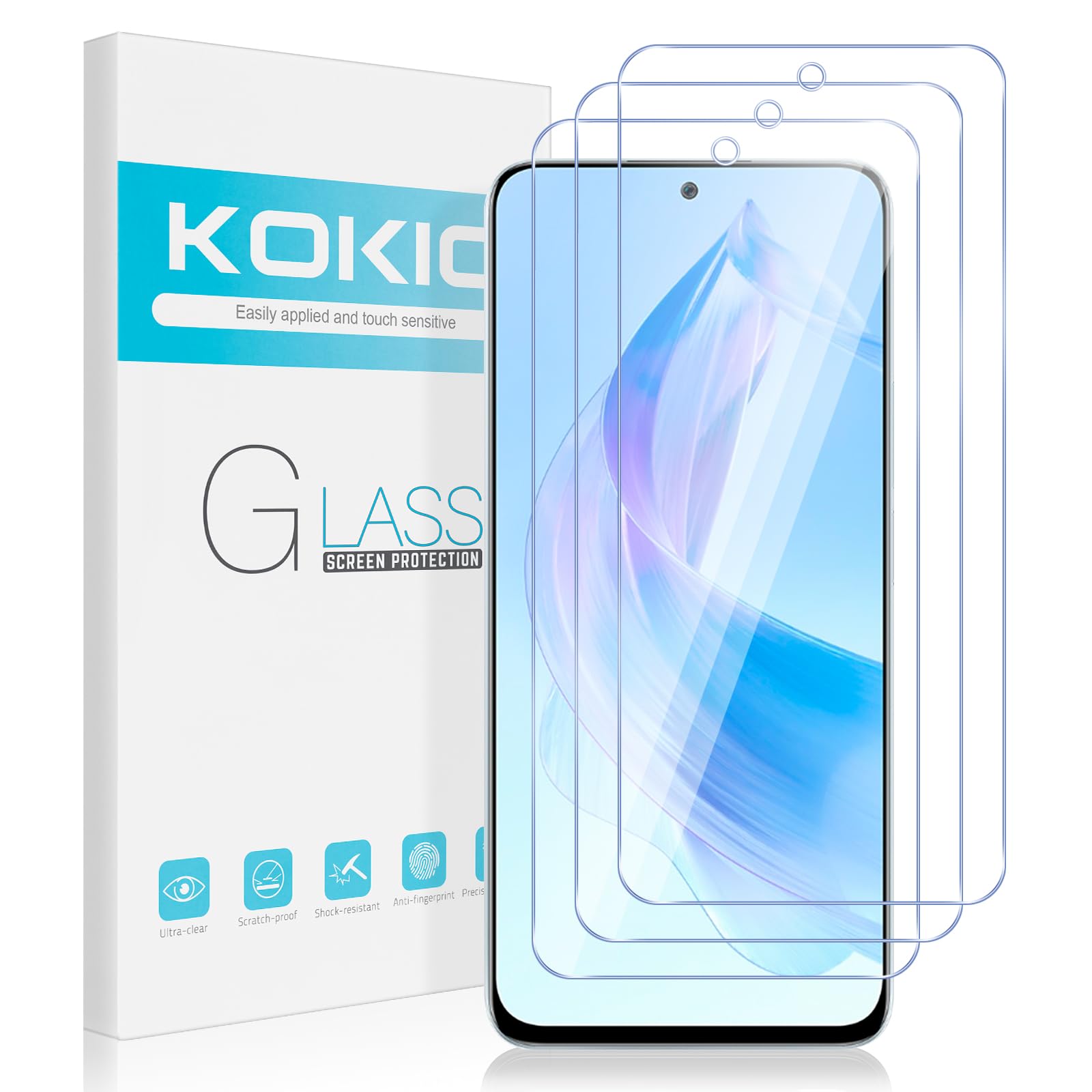 Kokio Vetro Temperato per Honor 90 Lite 5G, 3 Pezzi Durezza 9H Pellicola Vetro Protettiva Compatibile con Honor 90 Lite, Ultra Resistente, Facile da installare(6,7 Pollici)