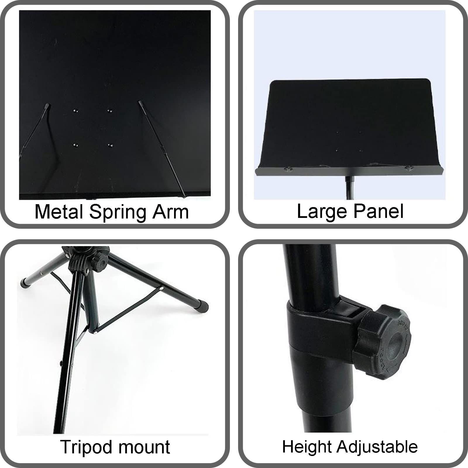 Atril De Metal Extra Estable, Atril De Metal Plegable para Partituras, Bandeja Ancha, Trípode De Metal Resistente, Mayor Capacidad De Carga, Atril con Soporte para Teléfono,