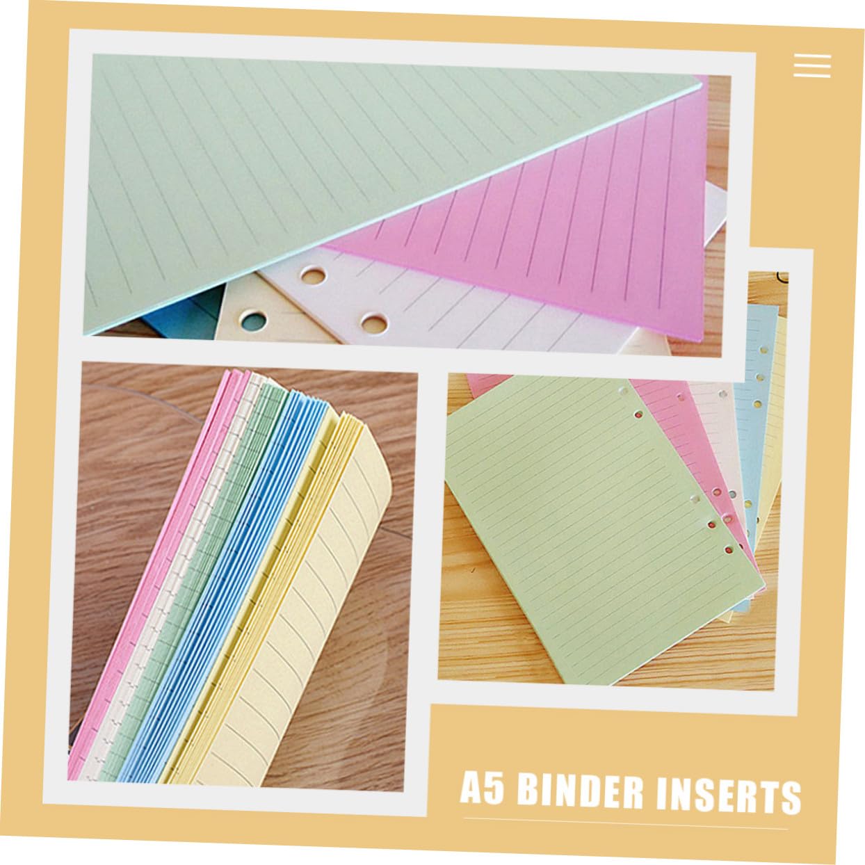 300 Piezas Recambio Papel Perforado Cuaderno de Anillas de Colores Recambios Extraíbles para Notas Planificación y Diario Kit