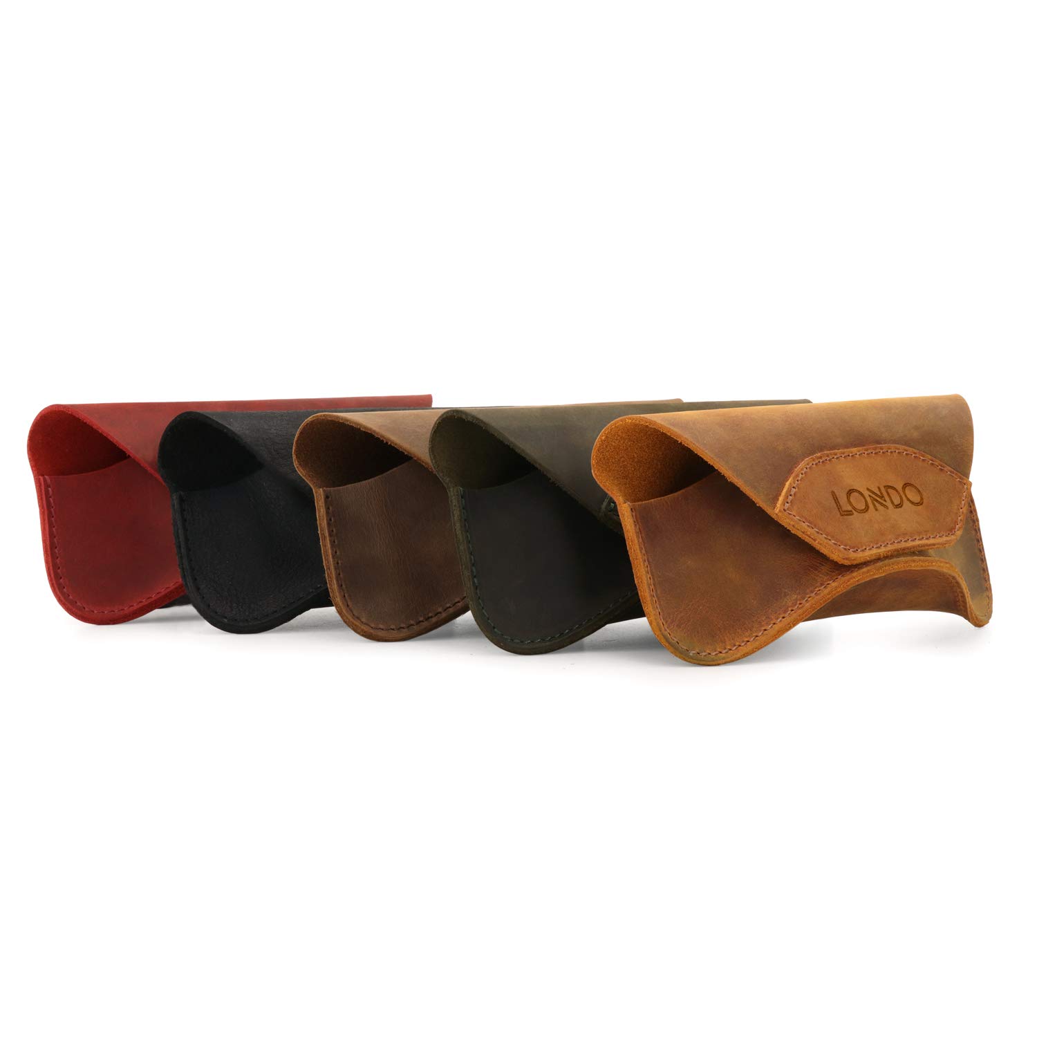 Londo Custodia per Occhiali in Vera Pelle con Chiusura a Scatto Magnetica - Unisex