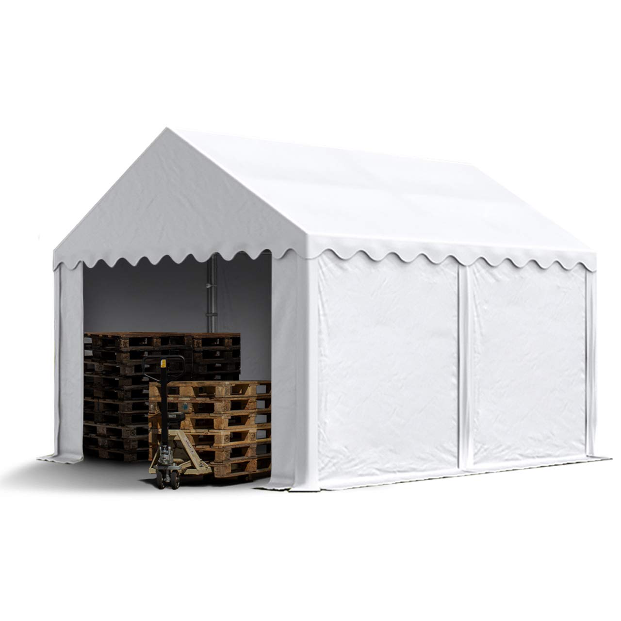 TOOLPORT Carpa almacén 3x4 m PVC 700 N Impermeable Blanco Carpa de Almacenamiento