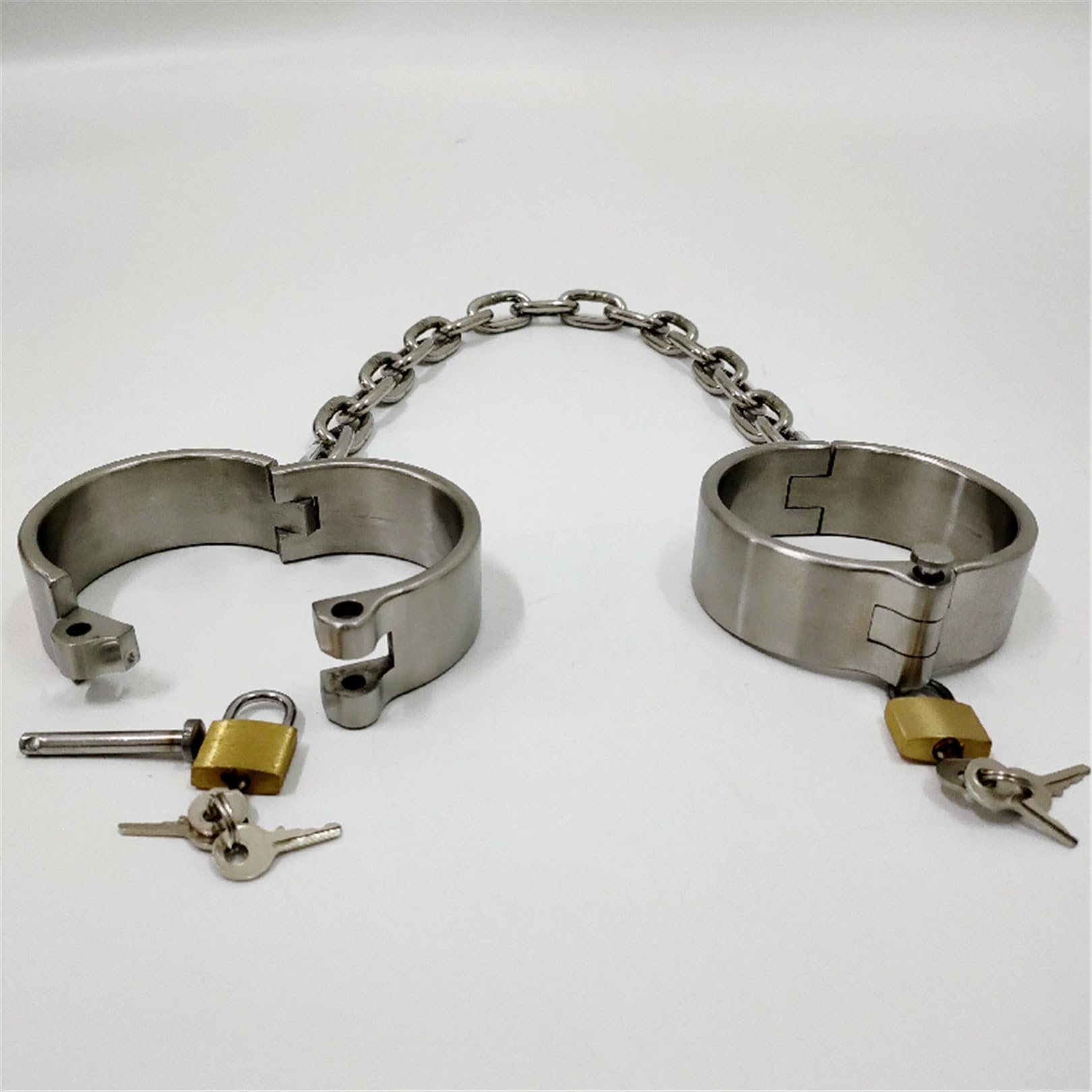 Collar de cuello con cerradura de acero BDSM con puños de tobillo sexuales, puños de tobillo y esposas - Heavy Metal SM Bondage Set Juegos for parejas(Fußfesseln,Männer)