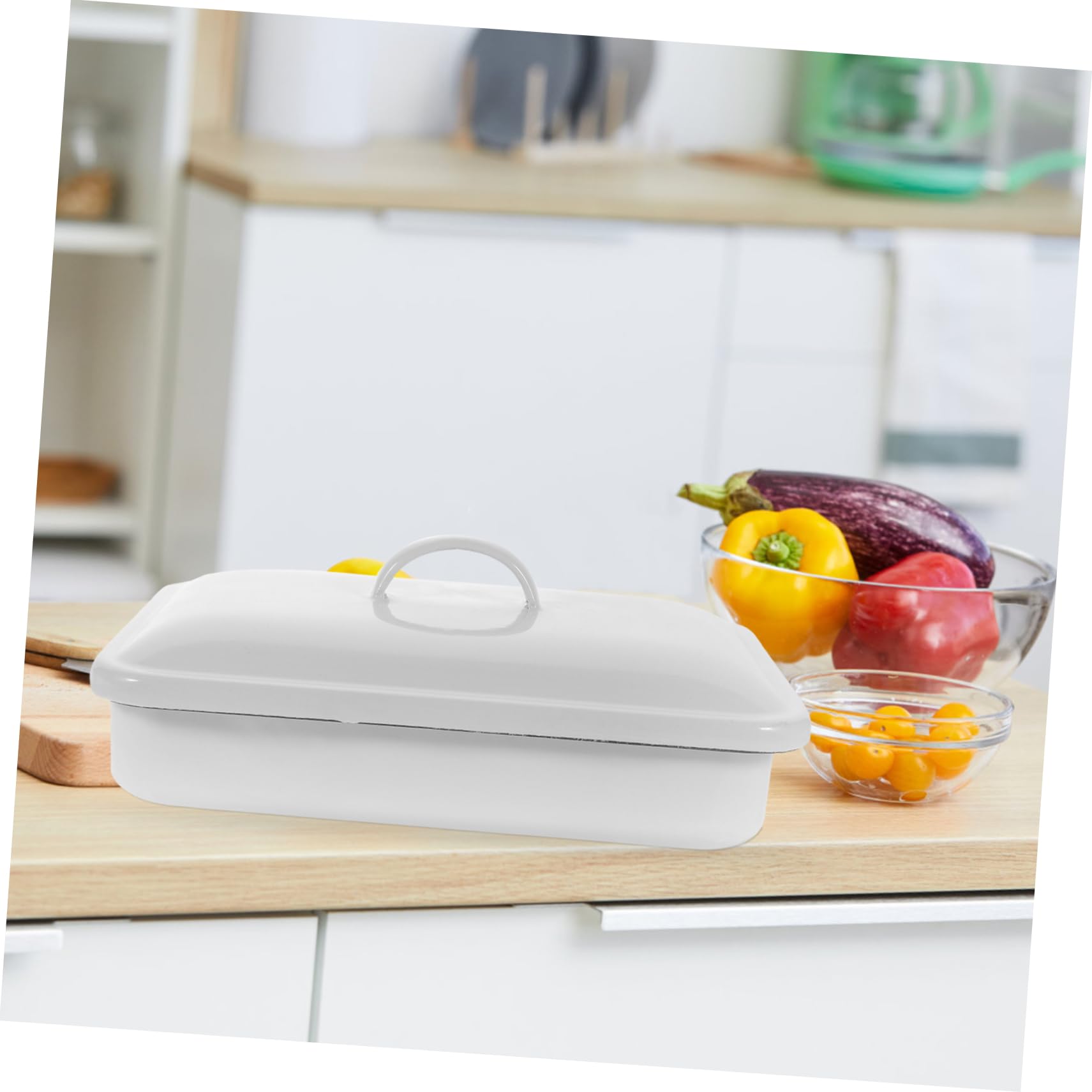 ORFOFE Teglia Smaltata Bianca Multiuso per Forno e Conservazione Alimentare Materiale Sicuro per Cucinare Antiaderente e Adatta Pizze e Crepes Lavabile in Lavastoviglie