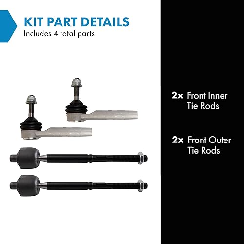 Miniatura 266 de TRQ Juego de varillas de acoplamiento delanteras interiores y exteriores, 4 piezas, compatibles con Chevrolet Cruze 2016-2019 de 16-19 voltios