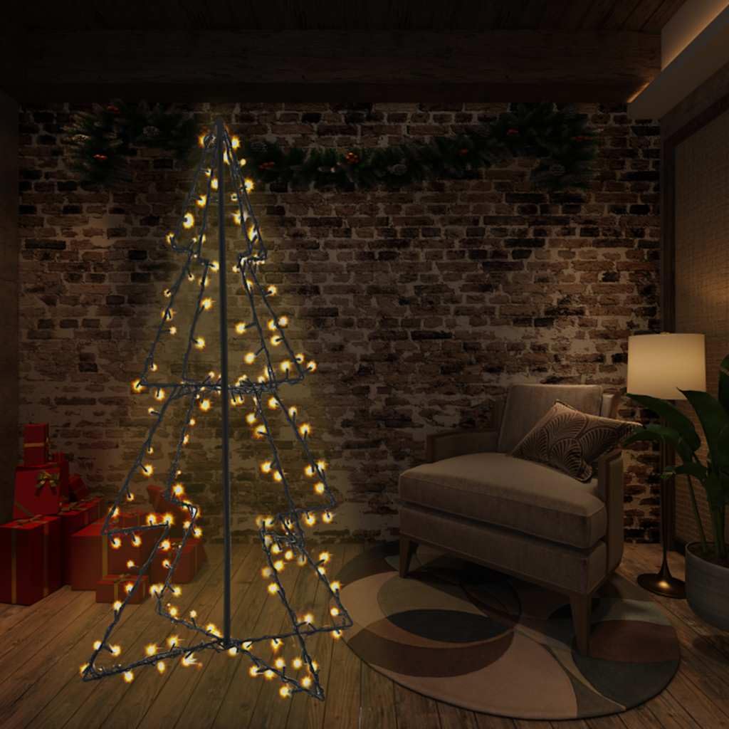 ACAGALA LED Weihnachtsbaum Metal Kegelform Außen 240 LEDs 115x150 cm Beleuchtet Tannenbaum Outdoor, Großer Lichterbaum Pyramide, Weihnachtsdekoration für Garten Balkon, Warmweiß