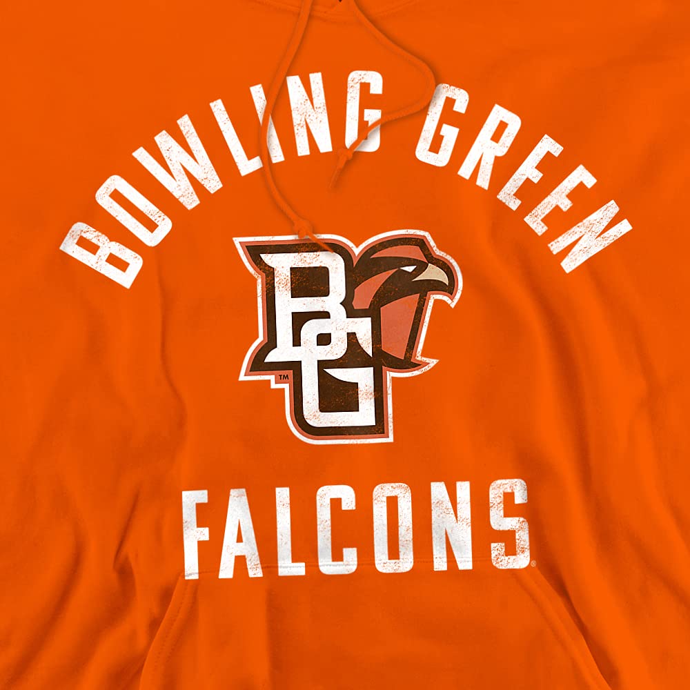 Bowling Green State University BGSU Official Falcons Logo Unisex Adult Pull-Over Hoodie,Orange, Medium