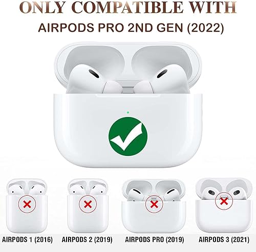 Miniatura 2 de VOMA - Funda de piel auténtica compatible con AirPods Pro 2 generación 2022, funda protectora para Apple AirPods Pro 2, funda de cuero suave con