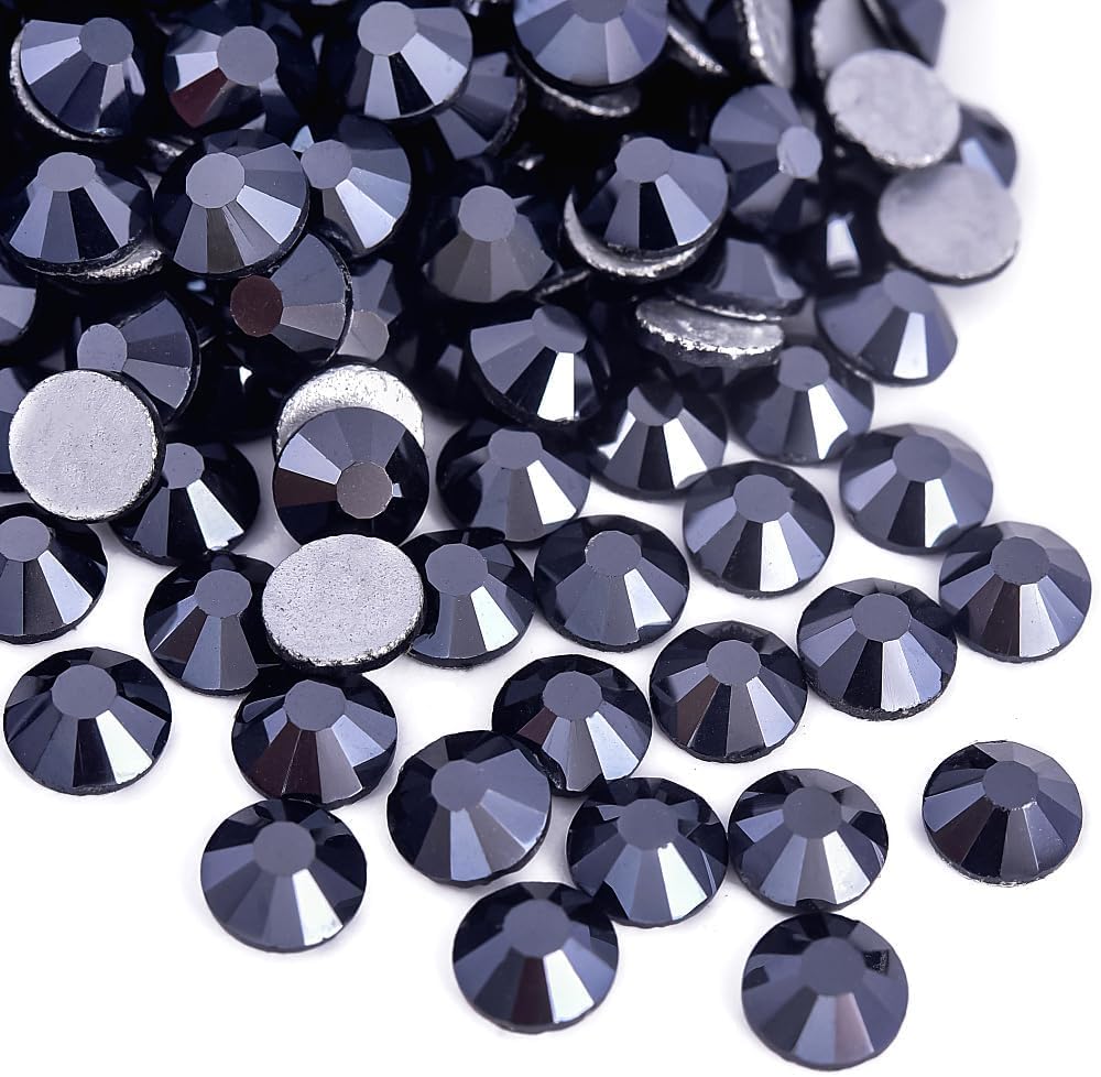 Glass Rhinestones Flatback Crystals for DIY Jet Hematite SS40 144pcs