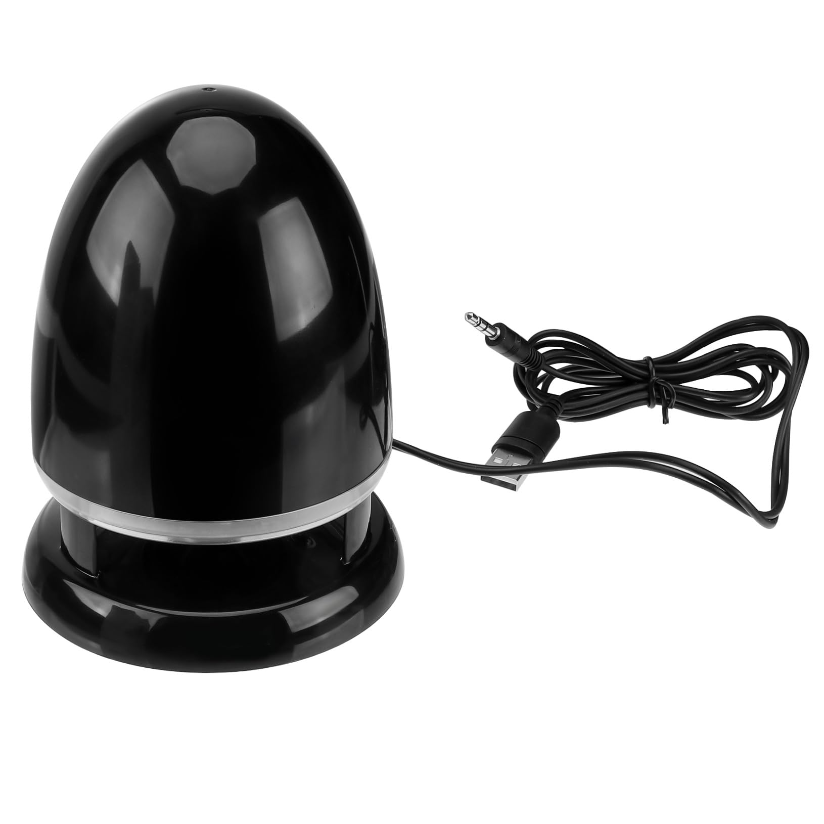 MERRYHAPY Mini Multimedia Speaker with USB Anti-Interference, Loudspeaker Box with Colorful LED Light, 3.5mm Audio Input External Speaker for Laptop and Computer, Black Blue, DC 5V Power,