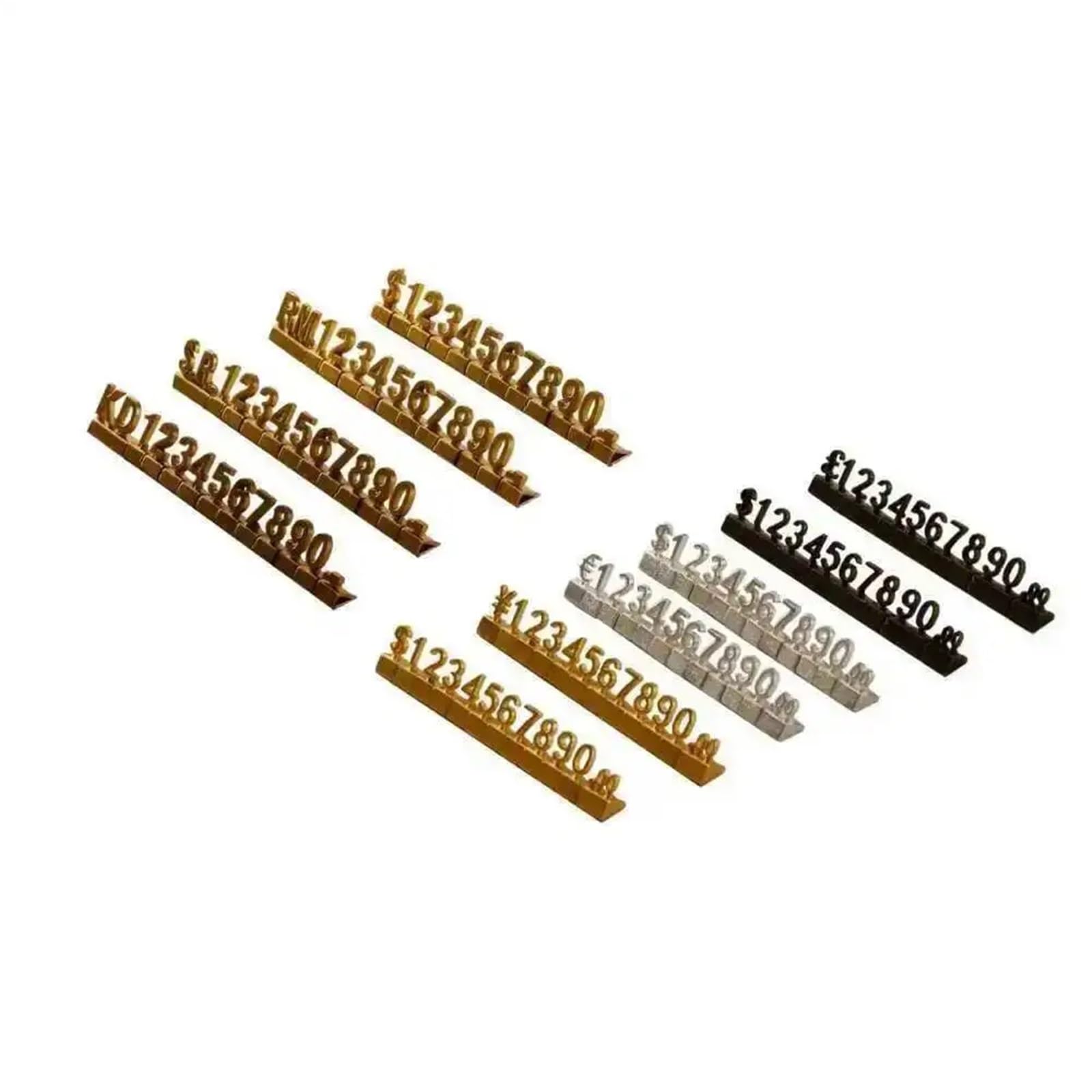1 Box Metall 3D kombinierte Preisschilder Nummer Einstellbare Anzeige Euro Pfund Dollar Label Währungssymbol Schmuck Uhr