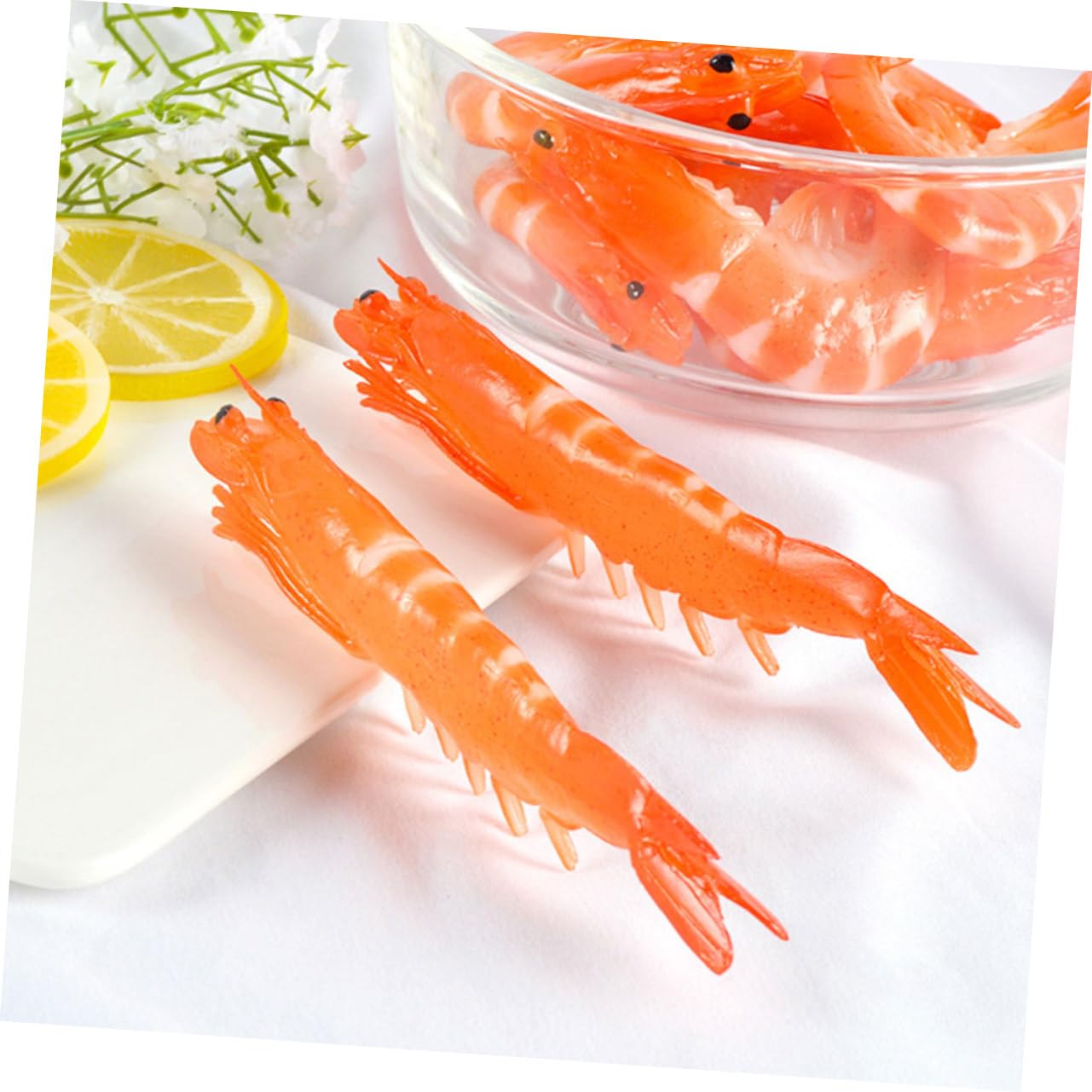 KOMBIUDA 1set Simulated Red Shrimp Models for Educational Prawn for Food Photography Props Decoration Safe Easy to Clean and Vivid Appearance 2pcs