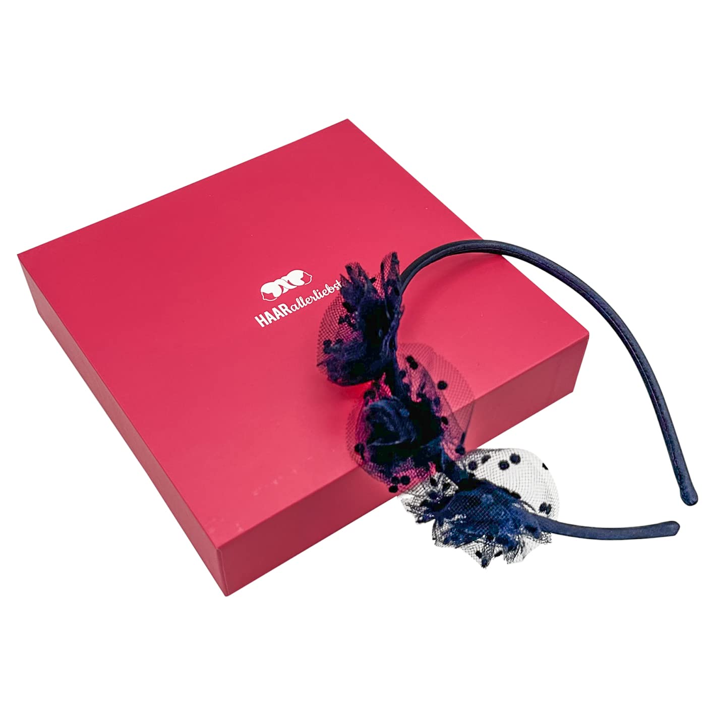 HAARallerliebst Hair Band (Tulle with Dots, Blue