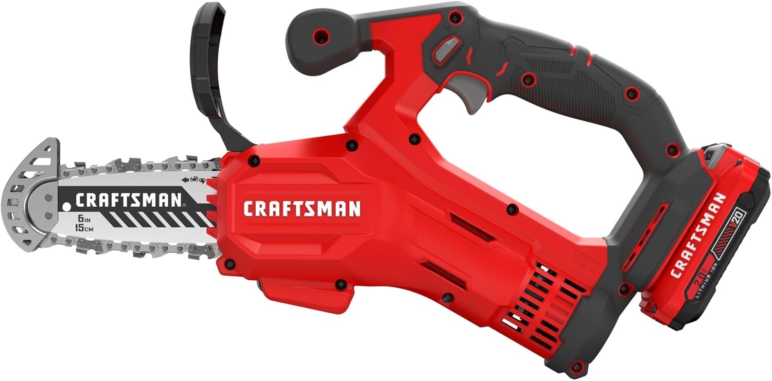 CRAFTSMAN V20 Mini Cordless Chainsaw, Pruning Saw, 6" Chain, Small Handheld Chainsaw, 2Ah Battery and Charger Included, Tree Trimming and Pruning, Compact and Lightweight (CMCCS320D1) - Image 8
