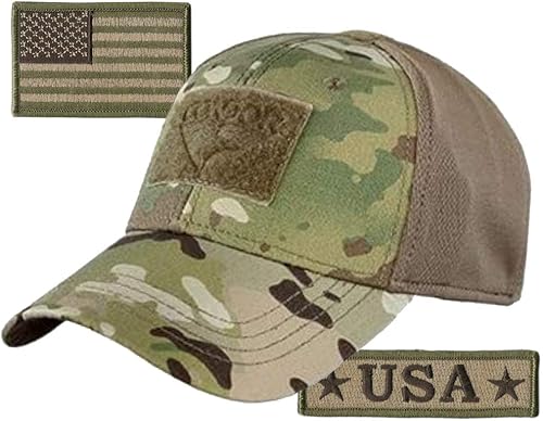 Condor - Paquete de gorras tácticas ajustadas - Moral de Estados Unidos y bandera de EE. UU.