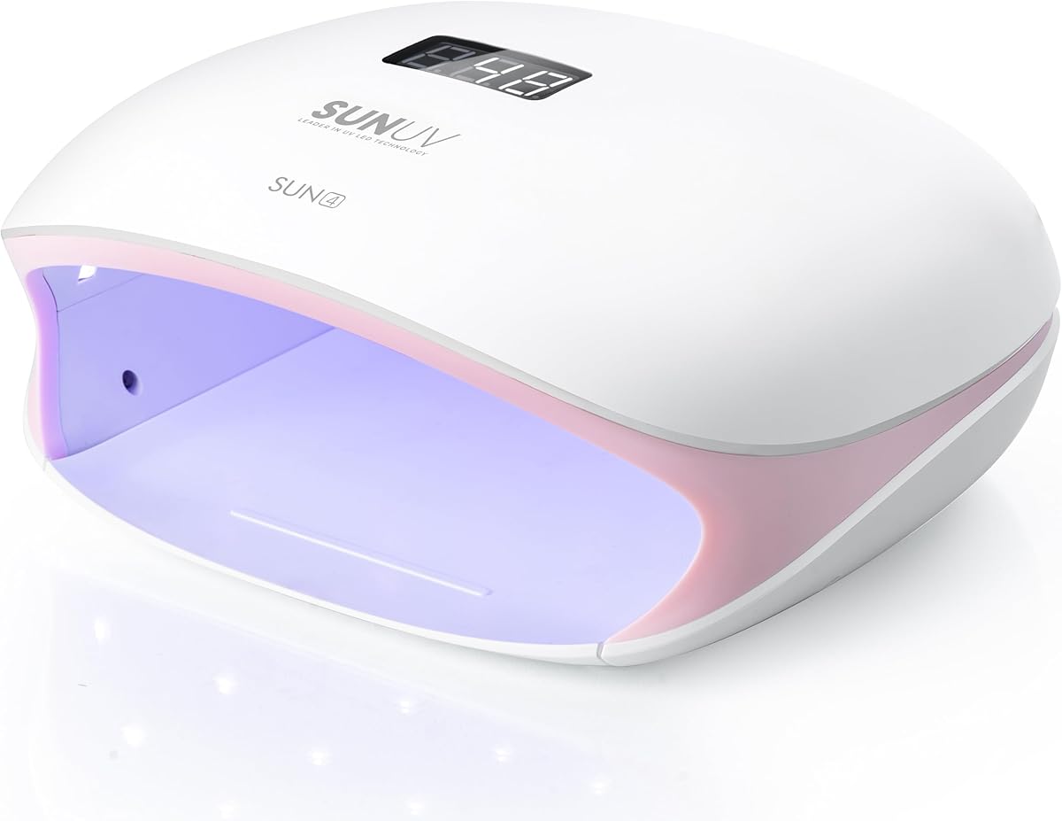 SUNUV Lampe à Ongles UV LED pour Vernis Gel, avec 4 Réglages de Minuterie, Sèche-Ongles avec Affichage LED à Capteur Automatique et Base Amovible, SUN4S Rose