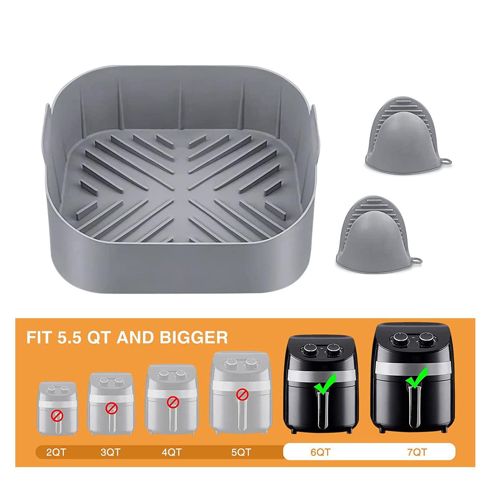 2 stuks Air Fryer Siliconen Pot, Herbruikbare Siliconen , 7,3 Pot Past voor de meeste Merk Air Fryer, Oven en Magnetron, Zwart 2 stuks Air Fryer Siliconen Pot, Herbruikbare Siliconen , 7,3 Pot Past voor de meeste Merk Air Fryer, Oven en Magnetron, Zwart
