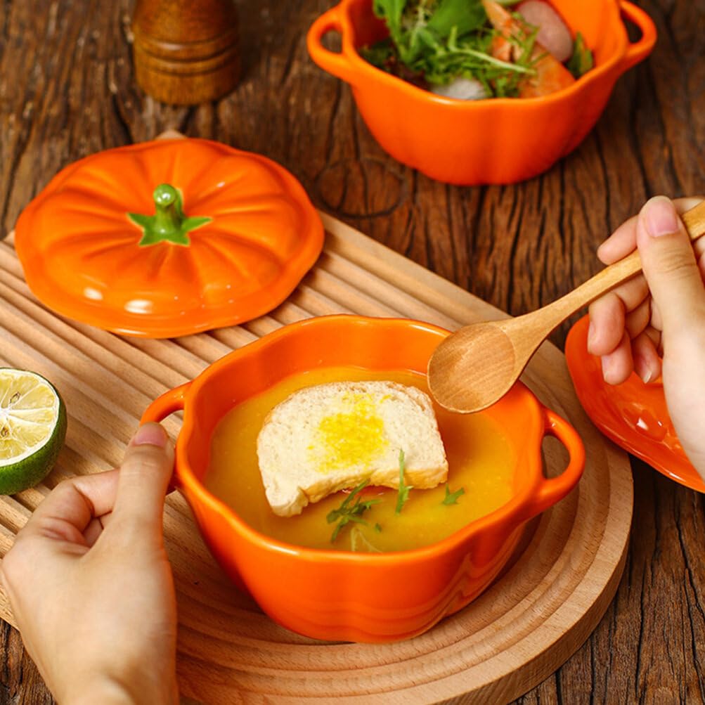 Zucca Cocotte Forno: Ceramica Zucca Zuppa Terrina con Coperchio Raccolta Cucina Dessert Ciotola Stockpot per Ringraziamento Natale Cena Table Centerpiece Arancione