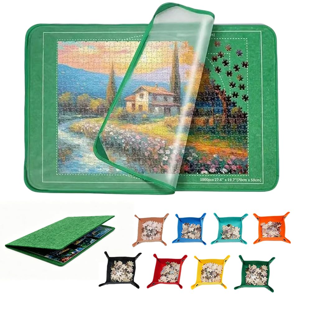 Accessoire de rangement pour puzzle 1000 pièces avec tapis vert - 8