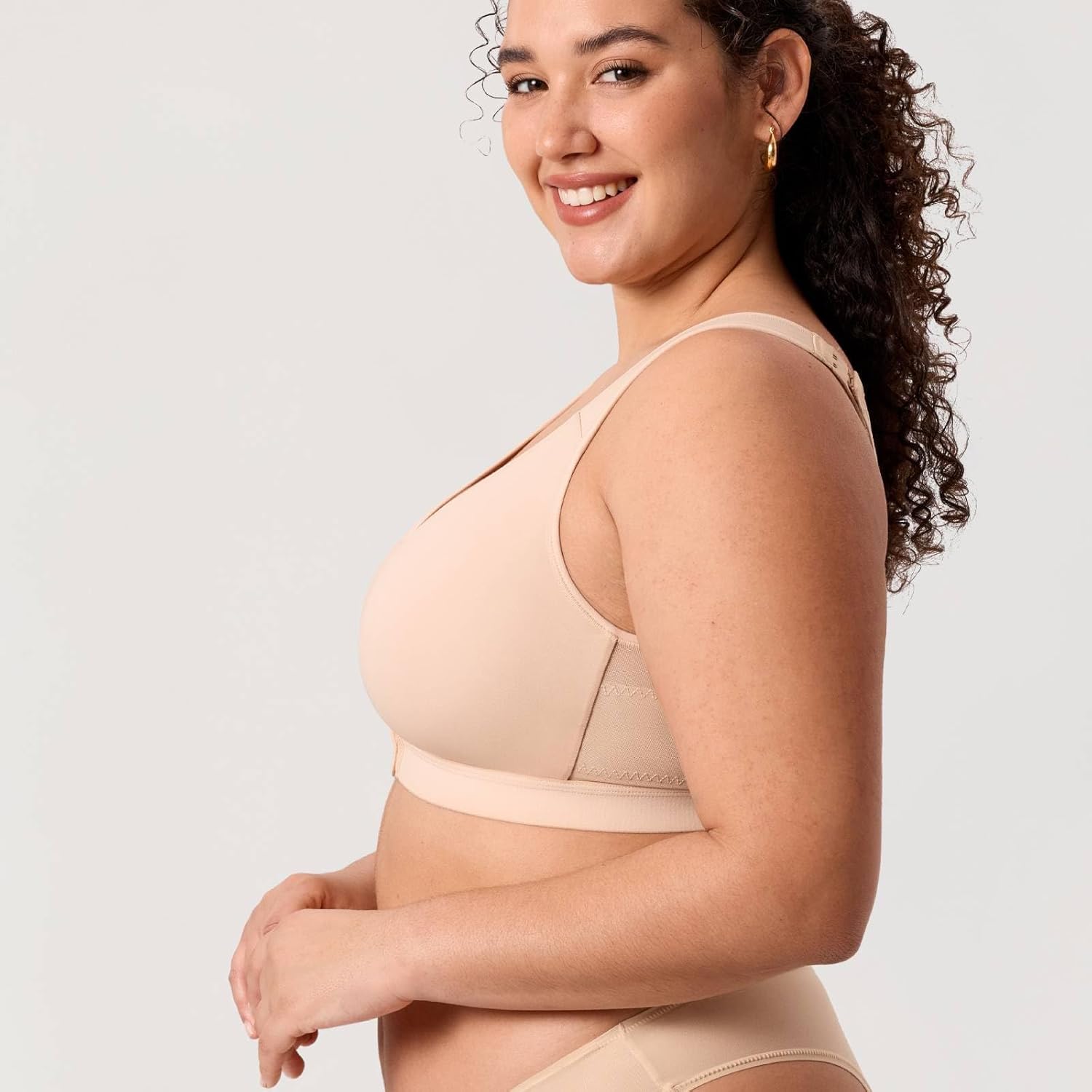 DELIMIRA Women's Posture Bra Front Closure Lightly Padded Plus Size Wireless Full Coverage No Underwire Bras