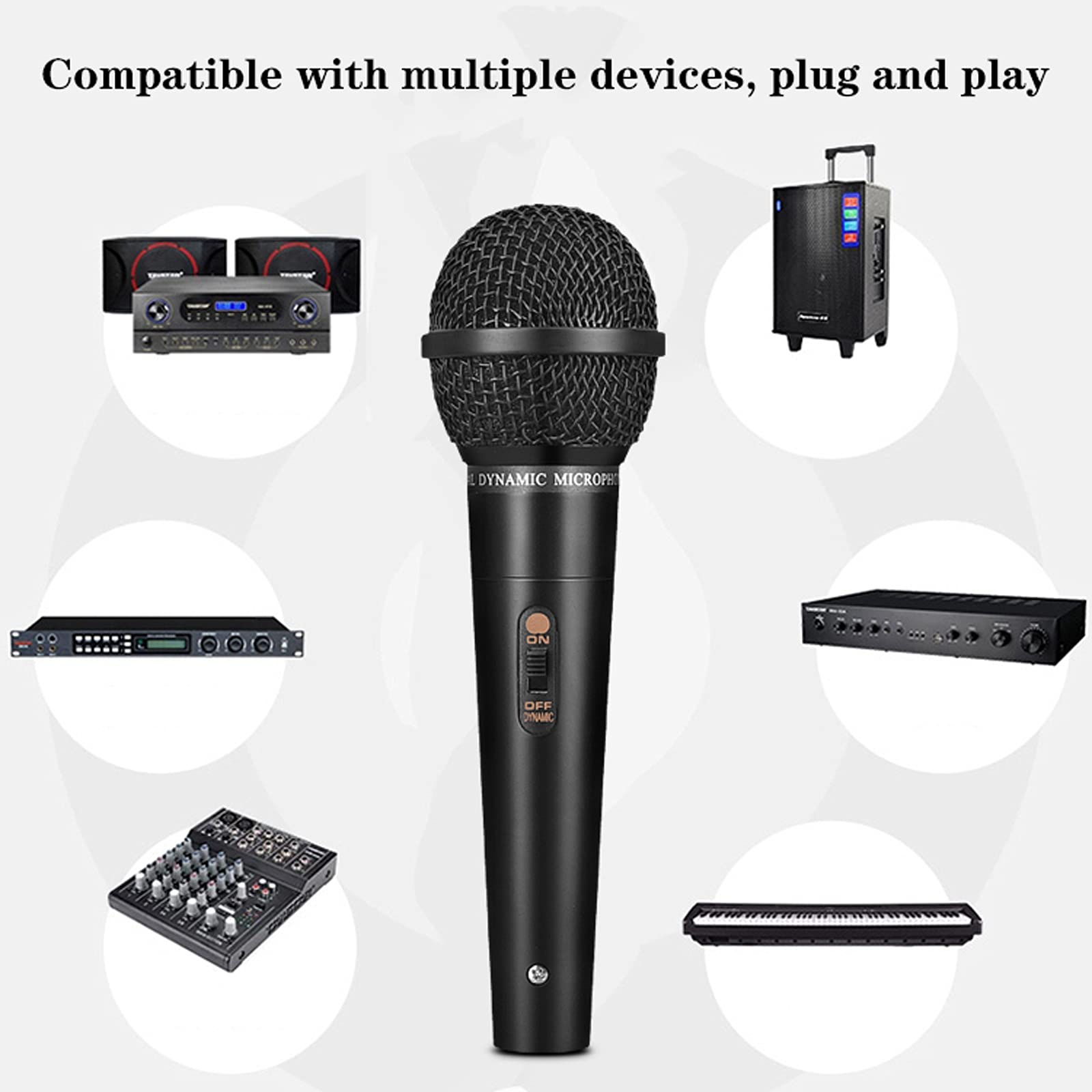 Mikrofon śpiewający, dynamiczny, przewodowy, profesjonalny mikrofon kardioidalny o wysokiej wierności, ręczny mikrofon do karaoke, śpiewający z mikrofonem 30 m XLR do 1/4", zestaw mikrofonu kablowego