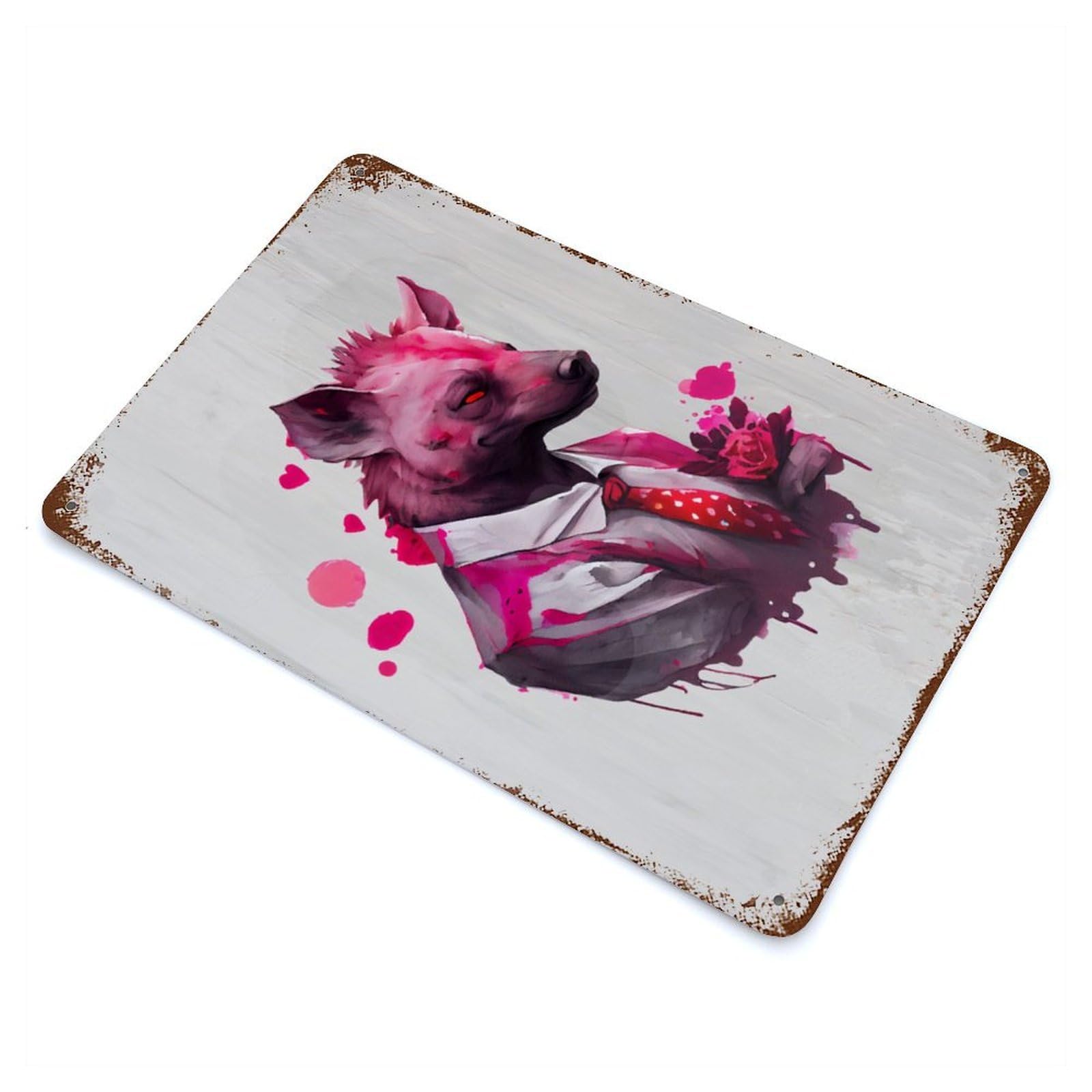 Gangster Hyena Funny Rusty Metal Tin Sign 11.8"x7.9", Ideal for Farmhouse, Kitchen And Entryway Decor