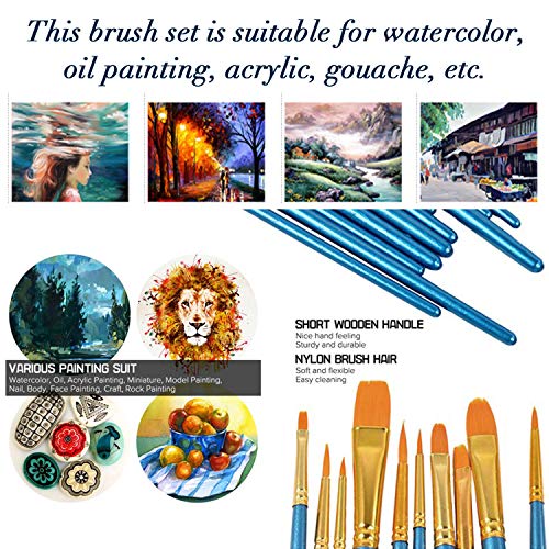 Acrylic Paint Brush Set, 4 Packs / 40 Pcs Nylon Hair Brushes For All Purpose Oil Watercolor Painting Artist Professional Kits #TOP5