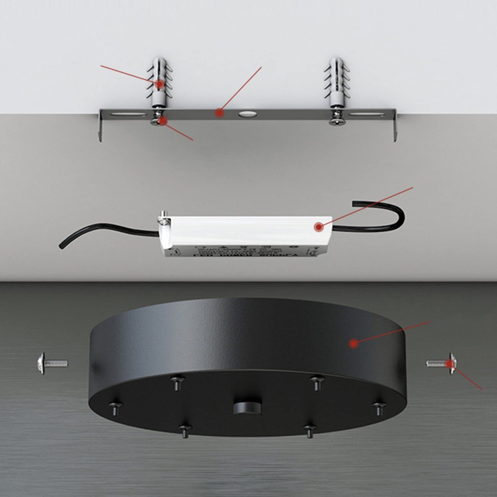 CUNTO Lampadari moderni a 3 anelli Lampada a sospensione a LED dimmerabile con telecomando Plafoniera a LED in metallo a 3 colori Lampada a sospensione Plafoniere Interessante