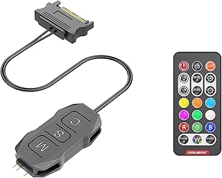 【スモールラボ】COOLMOON ARGBコントローラー LED操作 LED遠隔操作5v 3pin リモコン付き LEDモード切替 LED速度切替 SATA電源 (ブラック)