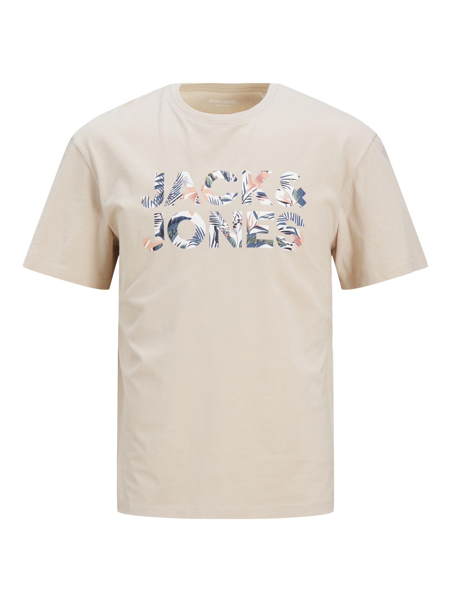 Jack & Jones Homme Jjebryan Corp À Col Rond avec Logo Noos T-Shirt, Beige Clair, M EU
