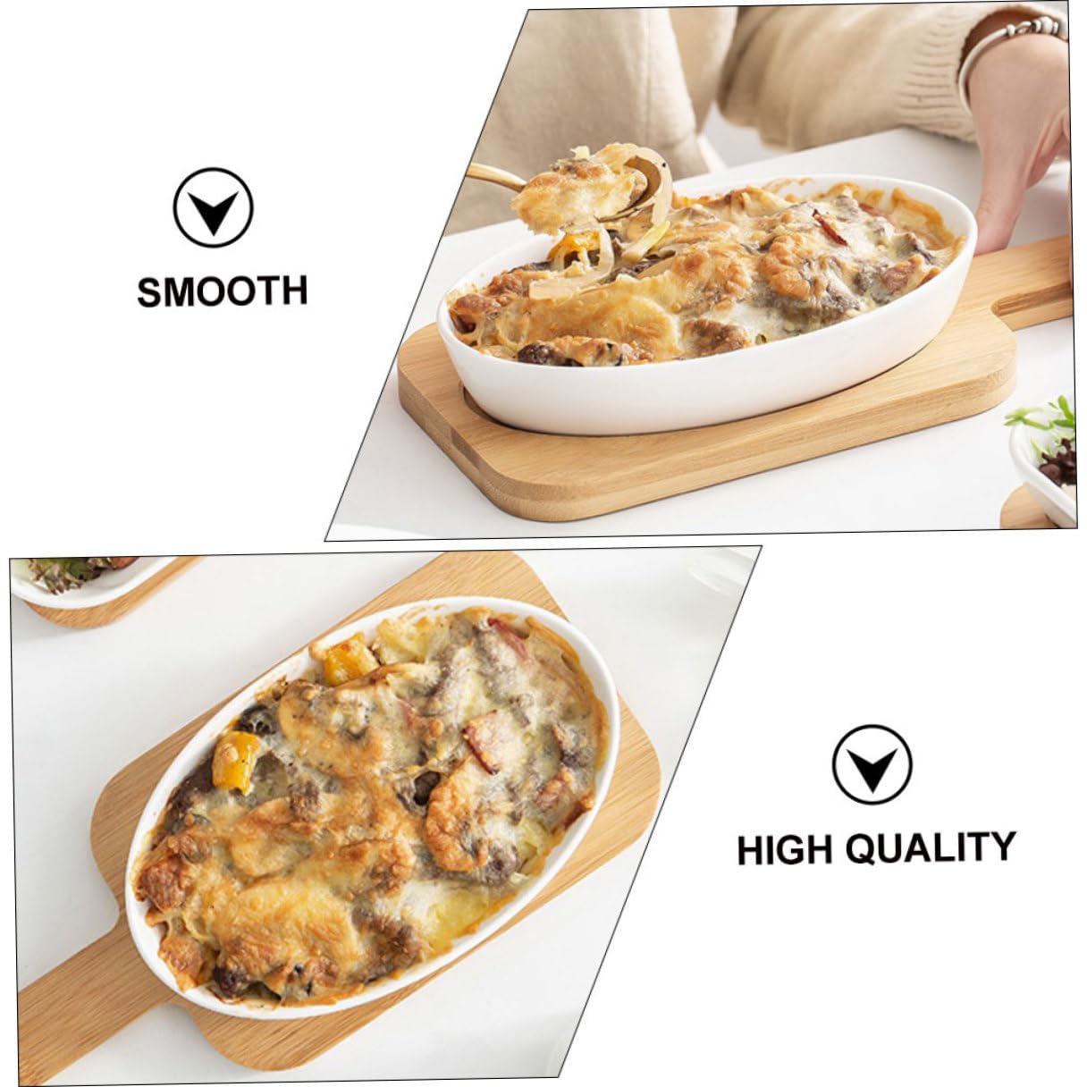 IMIKEYA Plat de Cuisson Ovale en Céramique Blanche, 1 Set, pour Four