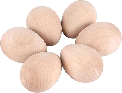 Miniatura 9 de ZOENHOU 40 huevos de Pascua de madera de 2.4 x 1.8 pulgadas para pintar, huevos de Pascua de madera sin terminar de calidad, huevos de madera sin