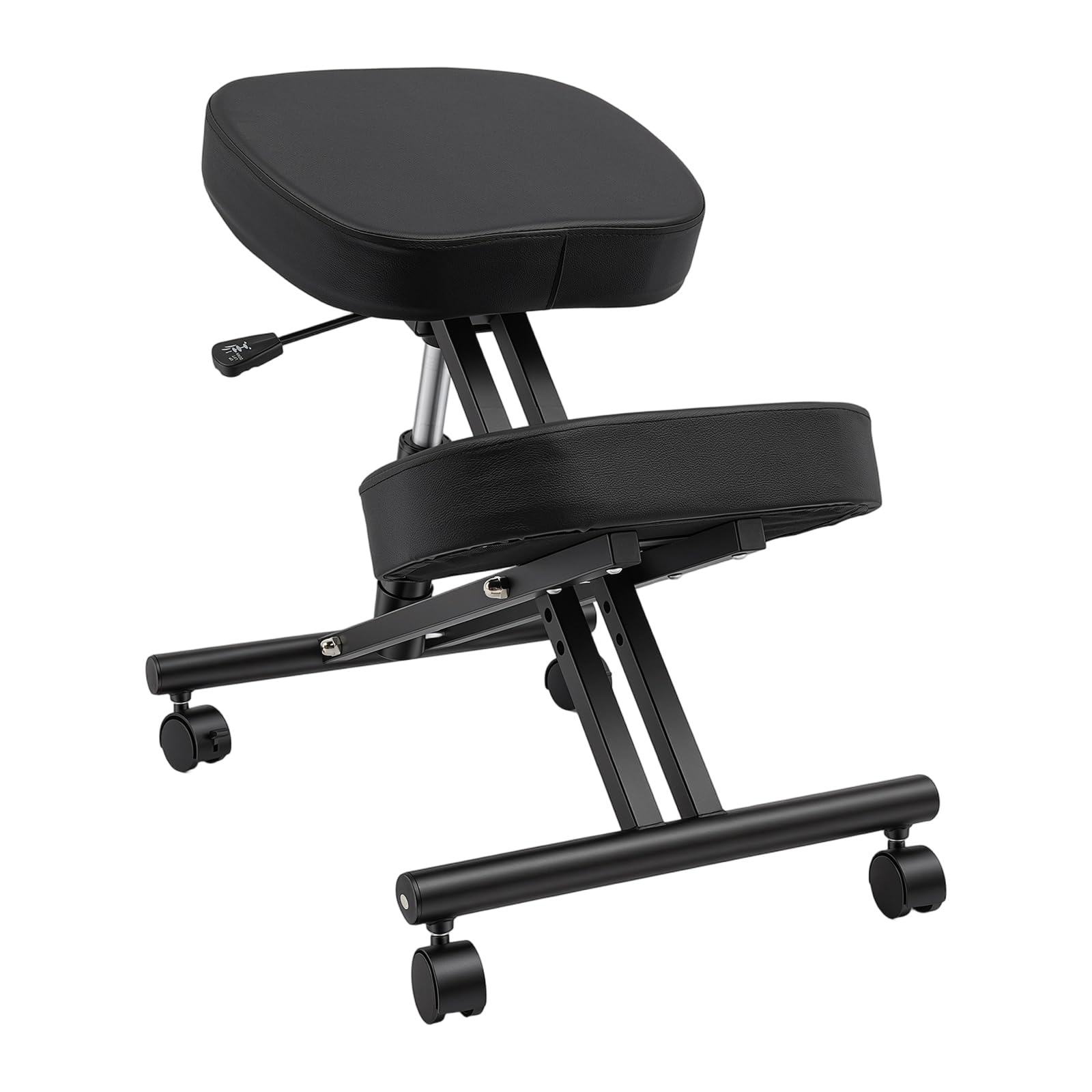 Silla de rodilla ergonómica ajustable para oficina, estructura de metal + silla de oficina de piel, asiento con reposamuñecas, dolor de espalda, aliviar el dolor de cuello y mejorar la postura
