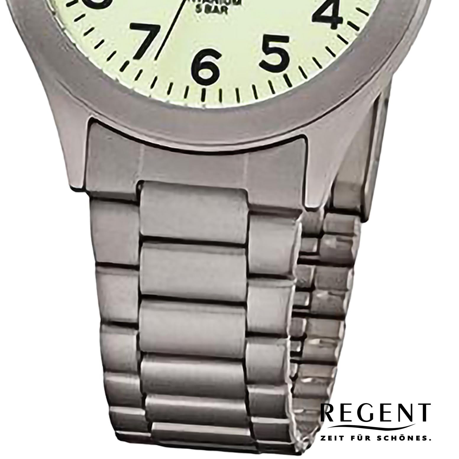 REGENT Zegarek męski z tytanowymi ogniwami i tytanową obudową 37 mm średnica kwarcu cyfry arabskie