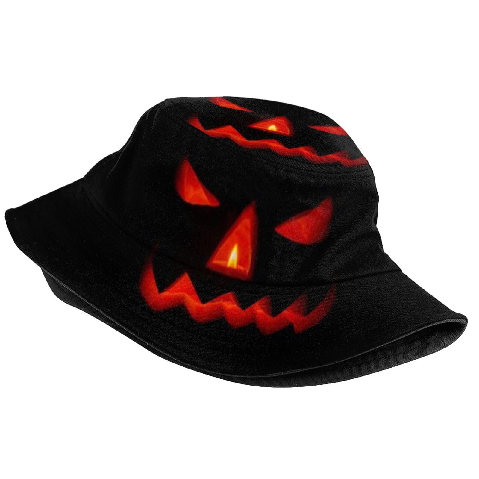 Funny Halloween Cute Fall Pumpkin Face Orange Bucket Hats for Women Men Outdoor Fisherman Sun Cap