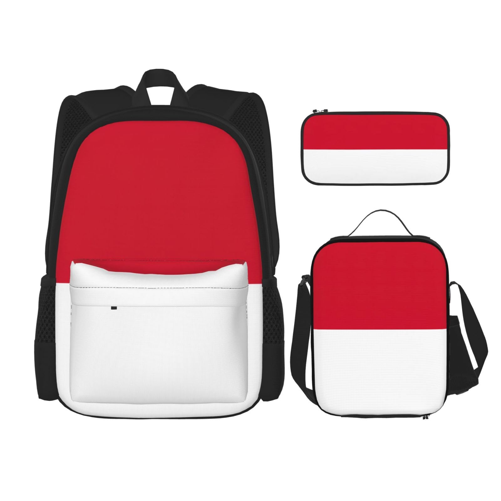 Flaga Monako plecak dziecko chłopcy dziewczęta pudełko na lunch szkoła torba zestaw uczniów szkół student prezent, Czarny, One Size, Bagaż