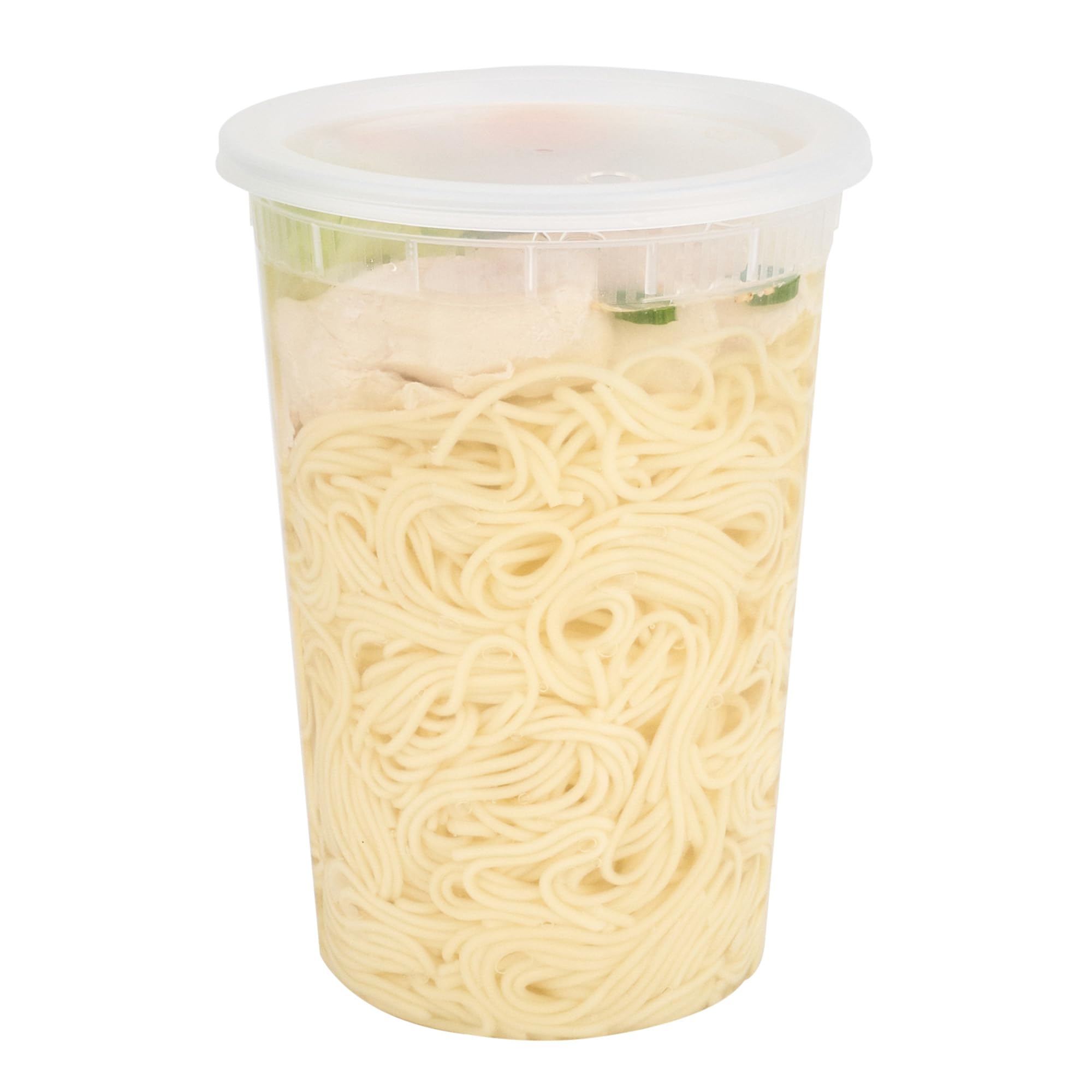 Restaurantware - Asporto - Contenedores de sopa desechables de 48 onzas, 100 recipientes de delicatessen con tapas, aptos para microondas, recipientes de plástico transparente de alta calidad,