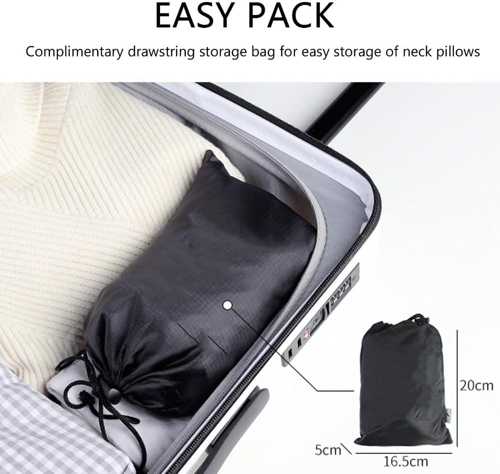 Travel Pillow with Hood – Detachable Velvet Cover, Quick-Fill Neck Support Cushion for Airplane, Car and Office, Portable Washable Design(Navy Blue)
