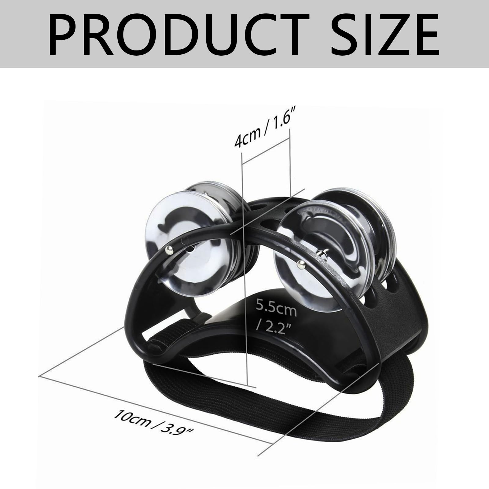2Pcs Bright Foot Tambourine Percussion Lightweight Half Moon Musical Instrument 2‑Row Foot Tambourine for Party Shoes Gift Singer - Image 2
