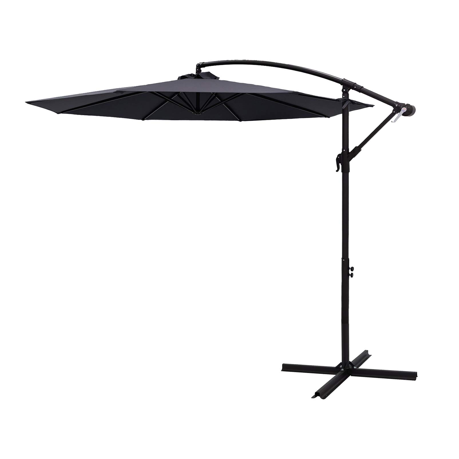 FLAME&SHADE 10 ft Cantilever Offset Outdoor Patio Umbrella with Cross Base Stand, Anthracite