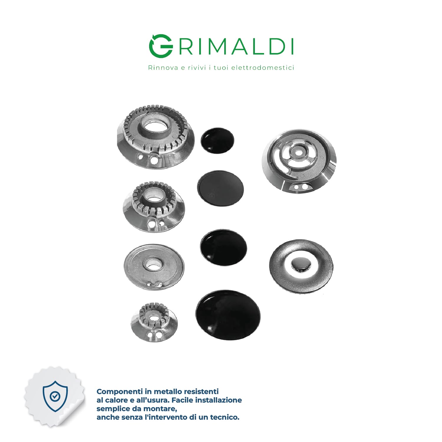 G GRIMALDI Kit Cucina compatibile con Smeg Piano Cottura 5 Fuochi Bruciatori + Piattelli Spartifiamma