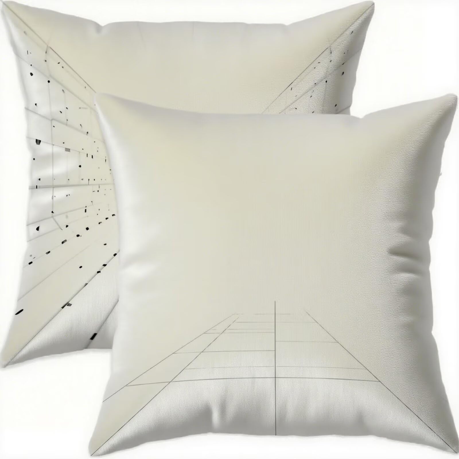 Housse de coussin 65x65 cm lot de 2 beige géométrique imperméable en velours pour salon