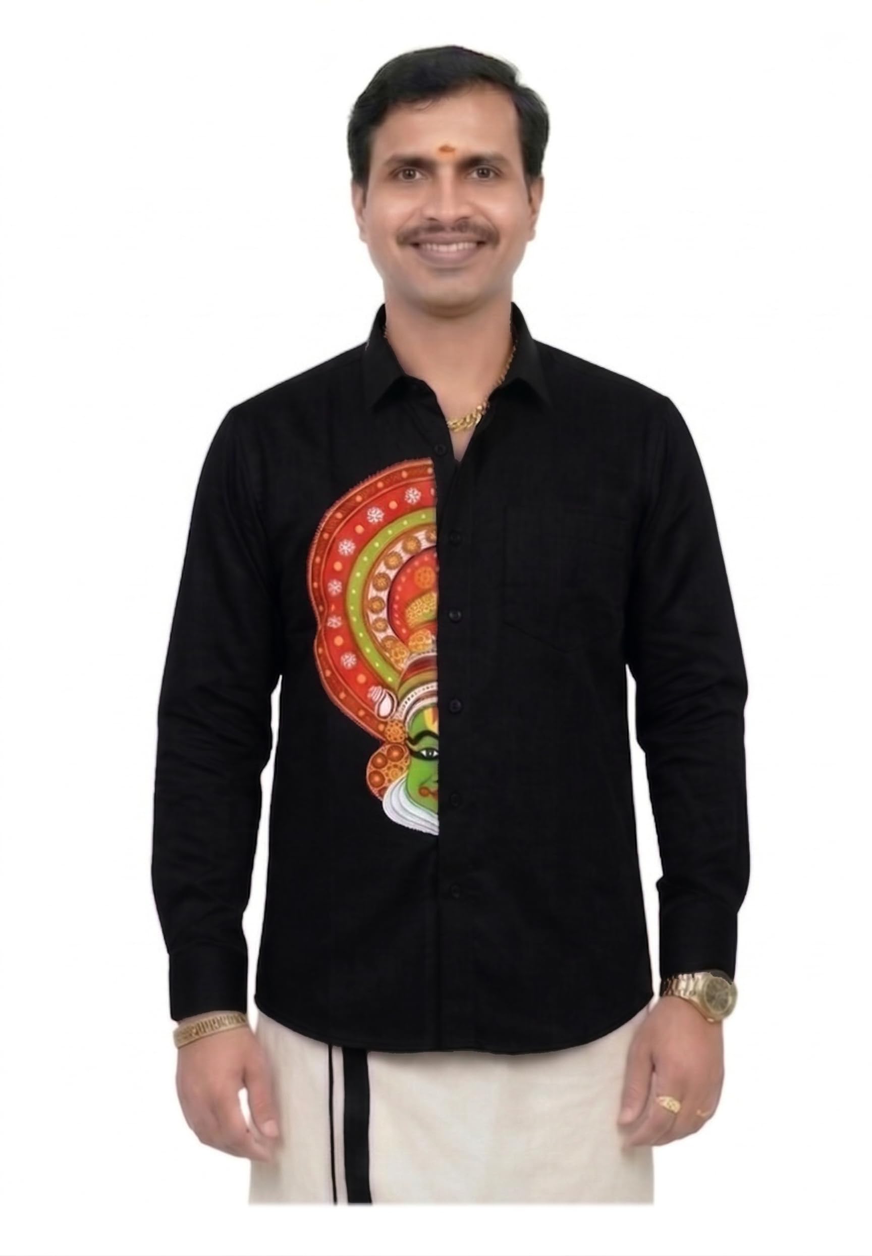 Men's 100% Cotton Kerala Traditional Printed Full Sleeve Color Shirt Vishu, Onam Festivals, Marriage Ceremonies & Special Occasions-picture-14