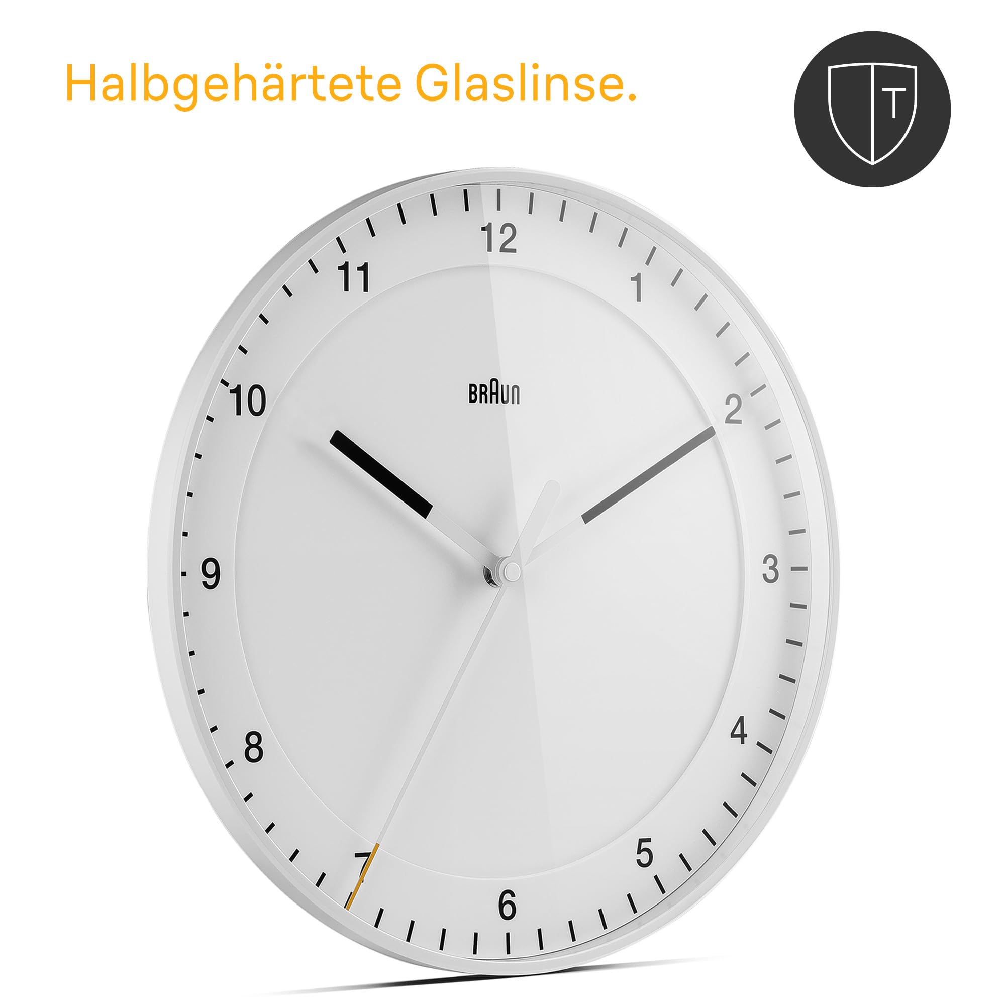 Braun Klassische große Funkwanduhr Mitteleuropäische Zeitzone (MEZ/GMT+1) mit leisem Uhrwerk, leicht lesbarem Zifferblatt, 30cm Durchmesser, weißes Modell BC17W-DCF.