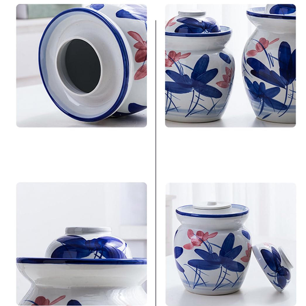 Ceramiczny słoik na marynaty z pokrywkami, duży tradycyjny porcelanowy słoik do marynowania, ceramiczny garnek fermentacyjny z uszczelką wodną pokrywką śluzy powietrznej, garnek z kapustą