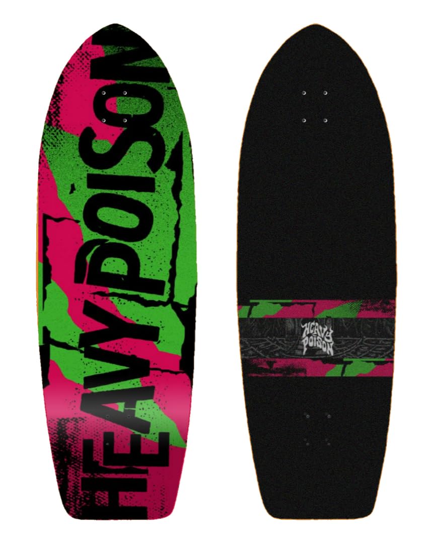Heavy Poison surfskate Deck Tabla monopatin Skate Skateboard - Grunge Poison 29 Fat Tail