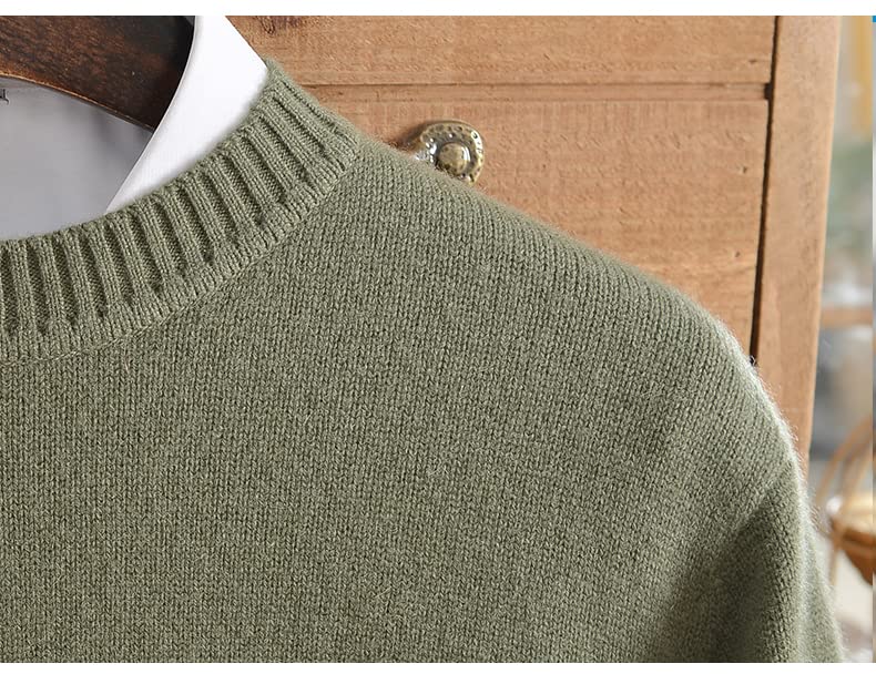 Alloaone Men Cashmere Sweater Solid Cashmere Round Neck Thickened Knitted Bottoming Sweater2