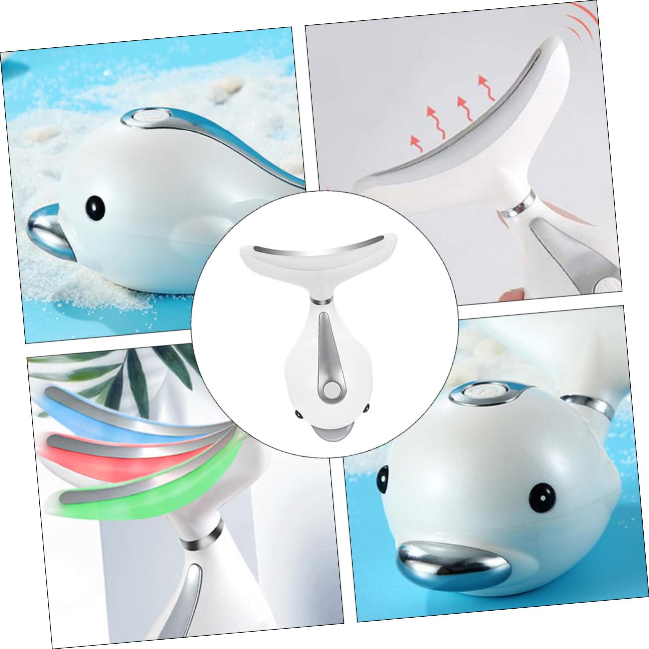 Hemobllo Massaggiatore in Abs e PC Design Ergonomico Elettrico Bianco per Rassodare e Sollevare la Pelle Rilassata, Dispositivo Anti-rughe Portatile Collo per Viso e Collo