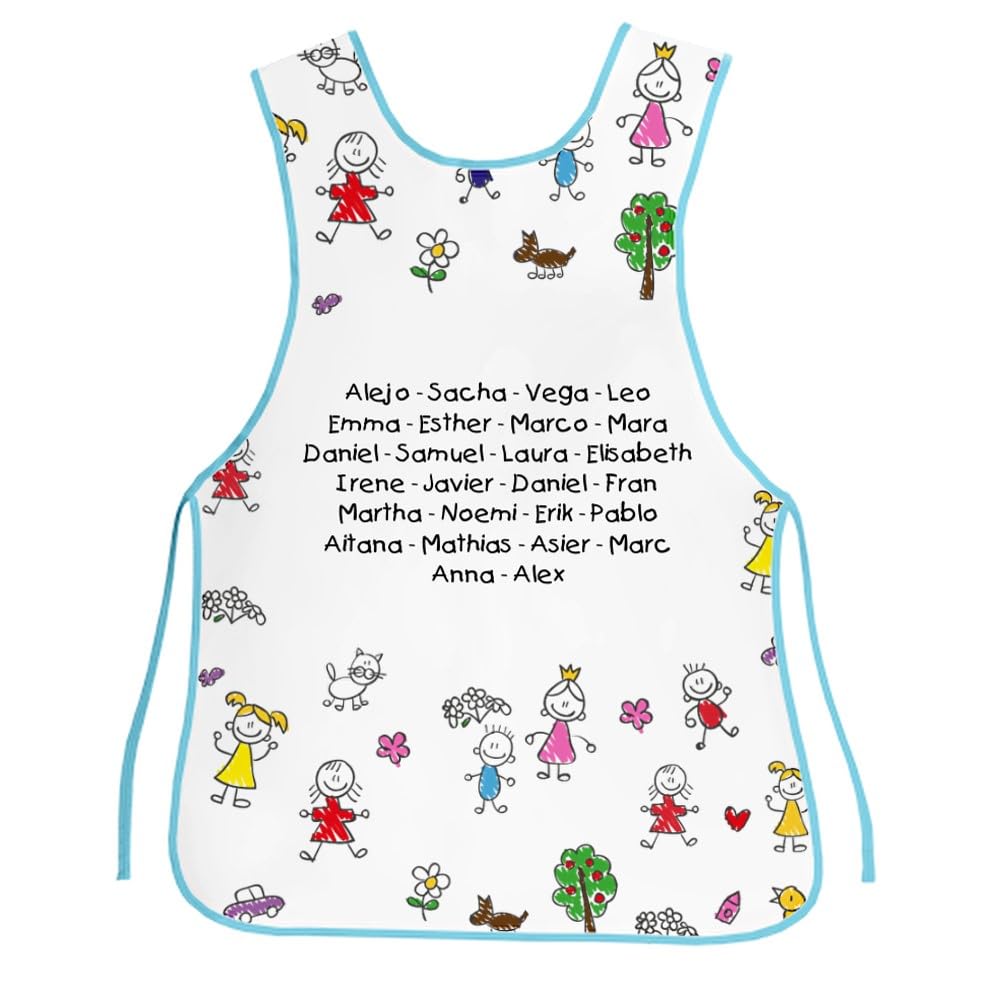 Wanapix Estola Maestra Personalizada con Nombre o Texto Babi Profesora personalizable Bata profesora Guardería, Infantil, Primaria Casulla maestra Azul - Dibujos infantiles, Talla única