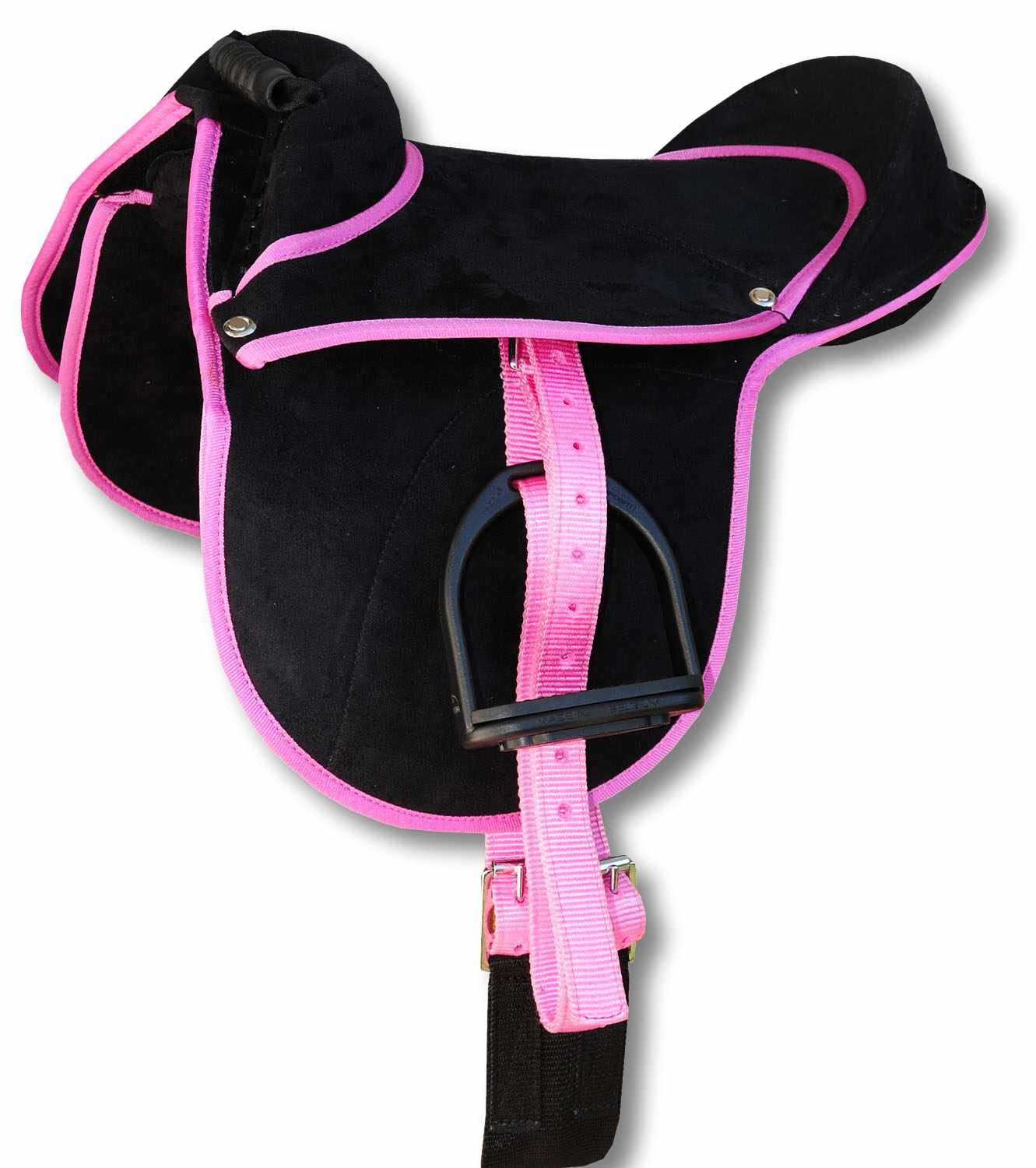 AMKA Pony Luca - Cuscino da equitazione, 10 pezzi, colore: Nero/Rosa